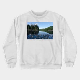 Taiga mirrored on Steward River near town of Mayo Crewneck Sweatshirt